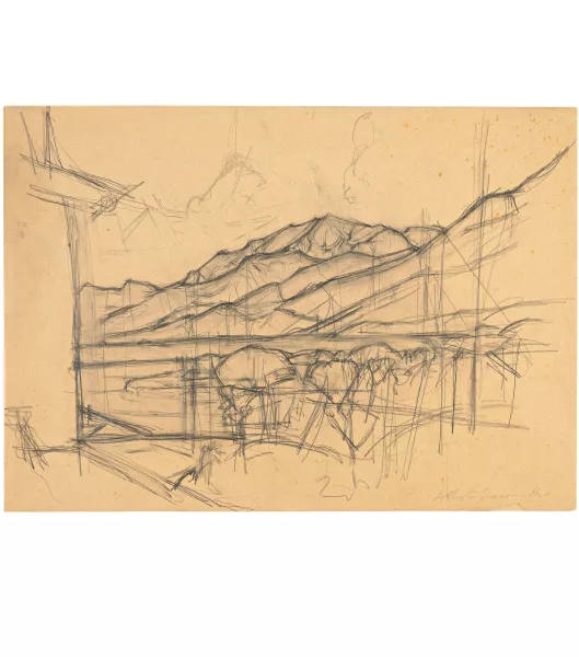 Alberto Giacometti — Le Lac de Sils depuis la maison des Giacometti à Maloja