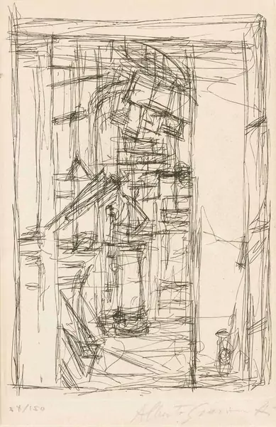 ALBERTO GIACOMETTI — Interieur mit Ofen. 1956. — Koller Auktionen