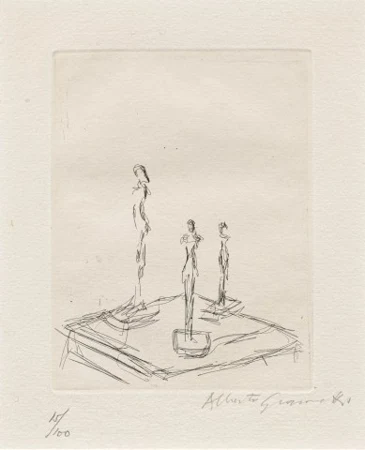 Trois figurines sur une sellette III, 1959