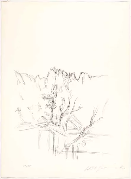 ALBERTO GIACOMETTI — Paysage aux arbres et aux montagnes en Bregaglia. 1963. — Koller Auktionen