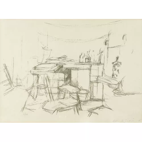Alberto Giacometti — The studio with bottels.
