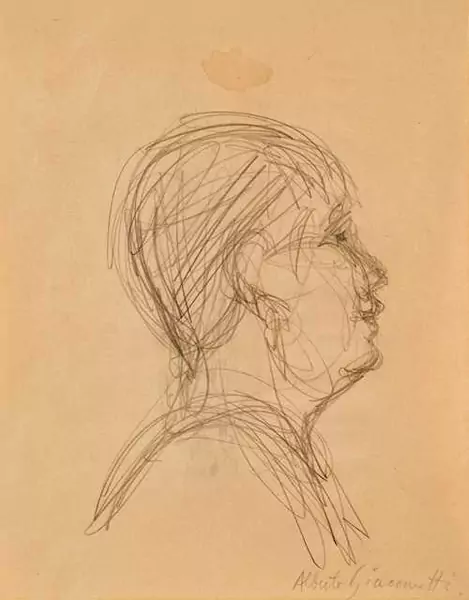ALBERTO GIACOMETTI — Copie d'après un buste égyptien. Verso: Copie d'après une figure orante. 1950–55. — Koller Auktionen