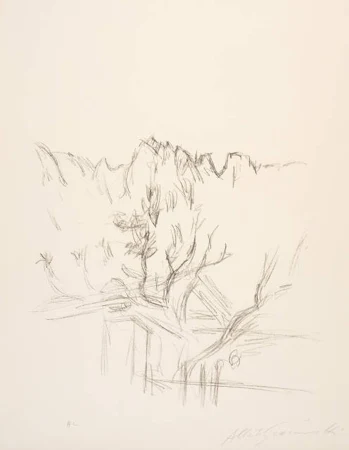 Alberto Giacometti — Paysage aux arbres et aux montagnes en Bregaglia — Galerie Kornfeld