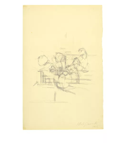 Alberto Giacometti — Bouquet dans un vase (recto) - Tête de la mère (verso)