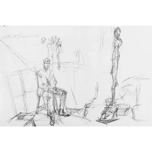 Alberto Giacometti — "Seated man and sculpture".