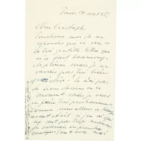 Alberto Giacometti — Gruppe von 6 teils inhaltsreichen handschriftlichen Briefen an Christoph Bernoulli, Freund und Mitschüler aus der Schulzeit in Schiers