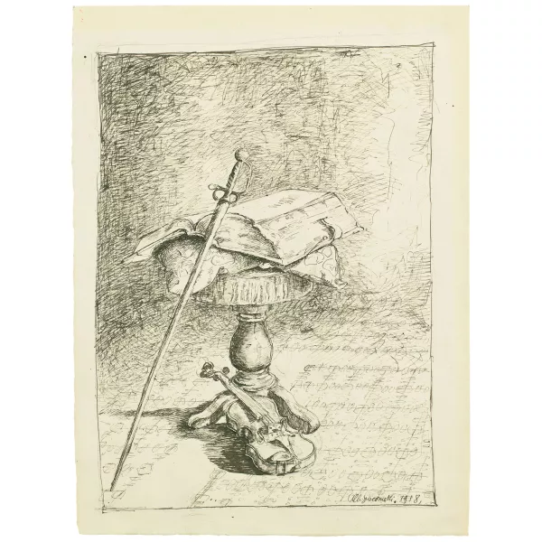 Alberto Giacometti — Livre sur un guéridon, sabre et violon