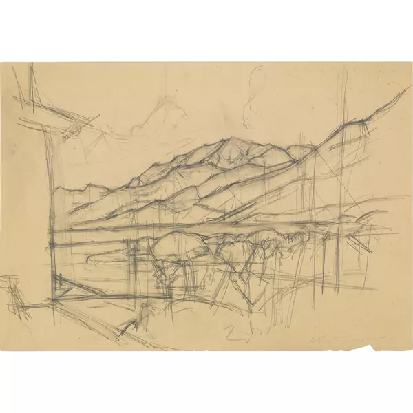 Alberto Giacometti — Blick aus dem Haus Giacometti in Capolago über den Silsersee und den Piz Corvatsch - Le Lac de Sils depuis la maison des Giacometti à Maloja — Galerie Kornfeld