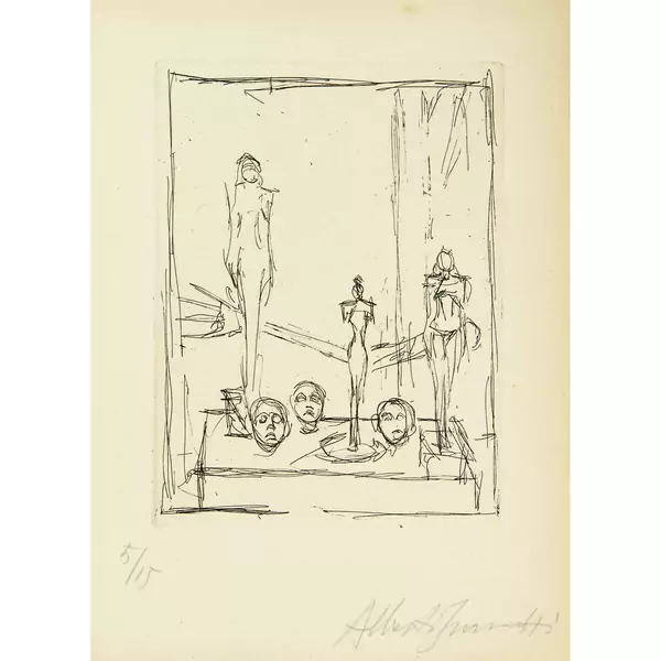 Alberto Giacometti — La "Main" et autres sculptures dans l'atelier — Galerie Kornfeld