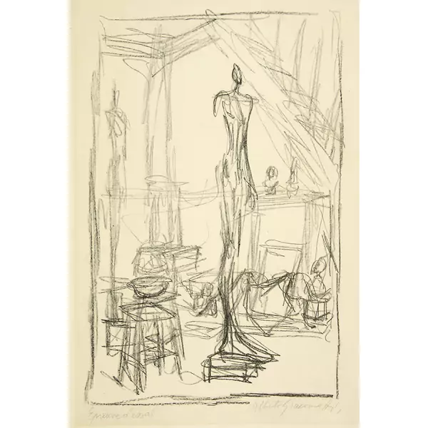 Alberto Giacometti — L'"Homme debout" dans l'atelier — Galerie Kornfeld
