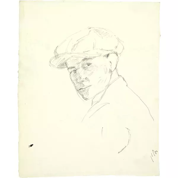 Alberto Giacometti — Diego à la casquette (recto) - Jeune homme accoudé et études des têtes (verso) — Galerie Kornfeld