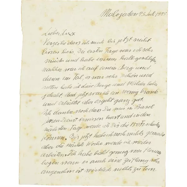 Alberto Giacometti — Handschriftlicher Brief an Lucas Lichtenhan aus Maloja — Galerie Kornfeld