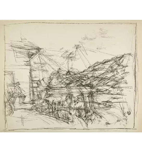 Alberto Giacometti — Le Lac de Sils et le Piz Corvatsch depuis la maison des Giacometti à Maloja — Galerie Kornfeld
