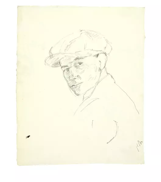 Alberto Giacometti — Diego à la casquette (recto) - Jeune homme accoudé et études des têtes (verso) — Galerie Kornfeld