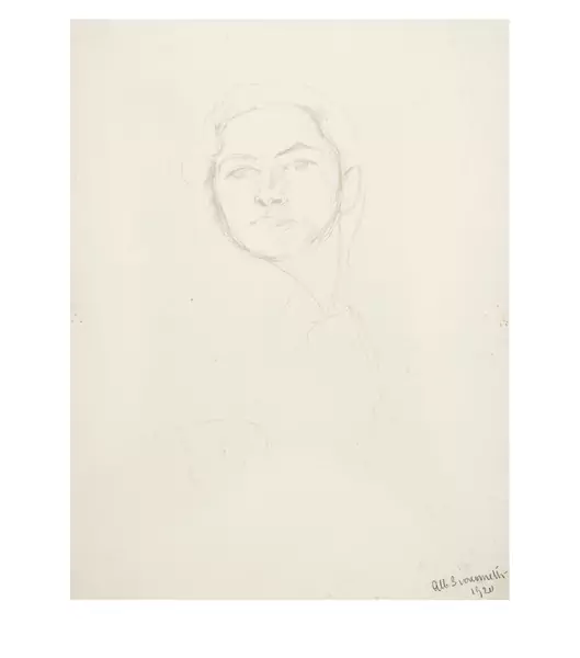 Alberto Giacometti — Tête de Greti Amiet (recto) - Quatre esquisses de Greti Amiet (verso) — Galerie Kornfeld