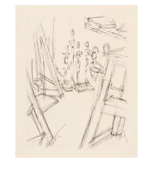 Alberto Giacometti — L'Atelier (partie gauche du diptyque) — Galerie Kornfeld
