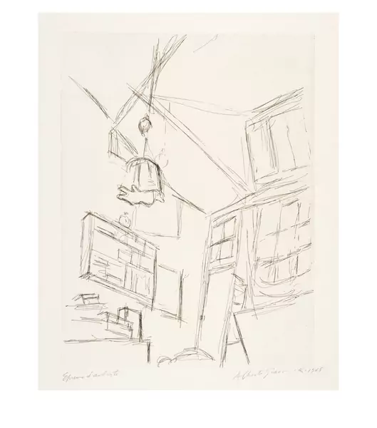 Alberto Giacometti — Vision depuis le lit dans la chambre rue Hippolyte Maindron — Galerie Kornfeld