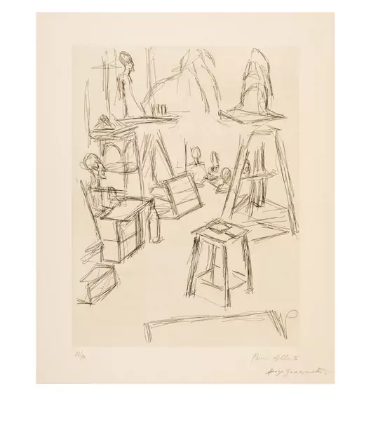 Alberto Giacometti — Sculptures dans l'atelier VI — Galerie Kornfeld