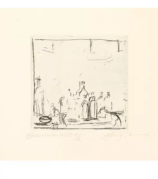 Alberto Giacometti — Bouteilles dans l'atelier I — Galerie Kornfeld