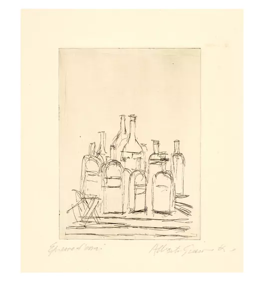Alberto Giacometti — Bouteilles dans l'atelier II — Galerie Kornfeld