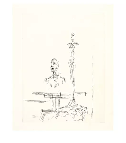 Alberto Giacometti — Deux sculptures dans l'atelier — Galerie Kornfeld