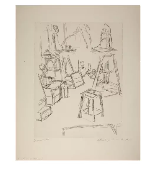 Alberto Giacometti — Sculptures dans l'atelier VI — Galerie Kornfeld