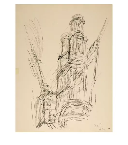 Alberto Giacometti — La fassade de Saint-Sulpice Blatt 68 der Folge "Paris sans fin" — Galerie Kornfeld