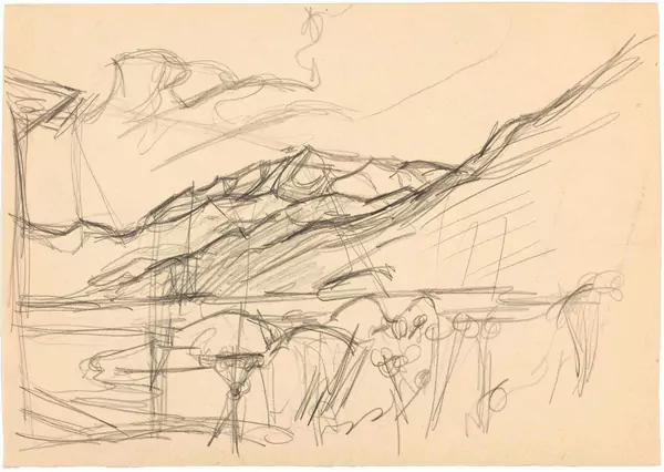Alberto Giacometti — Blick auf den Silser See mit dem Piz Corvatsch im Hintergrund — Galerie Kornfeld