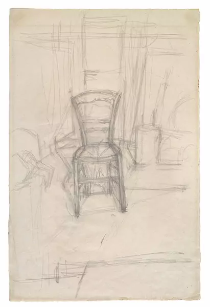 Alberto Giacometti — Chaise dans l’atelier — Galerie Kornfeld