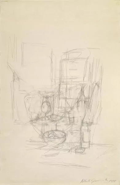 Alberto Giacometti — Recto: Fruchtschale auf dem Tisch in der Küche von Stampa – Verso: In der Küche in Stampa, mit dem Gewölbeansatz — Galerie Kornfeld