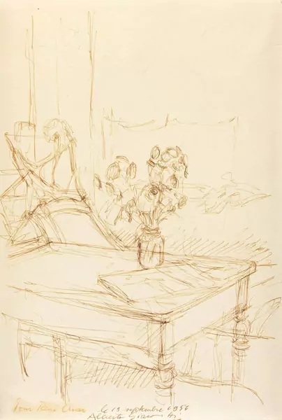Alberto Giacometti — Tisch mit Blumenstrauss — Galerie Kornfeld