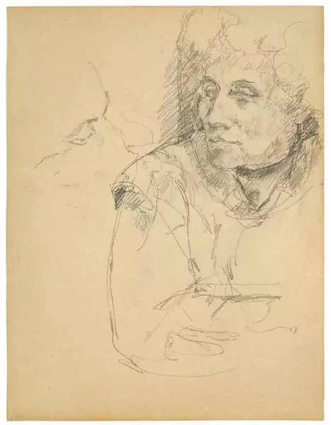 Alberto Giacometti — Portrait der Mutter Annetta – Portrait der Mutter Annetta mit der Tochter Ottilia – recto und verso — Galerie Kornfeld