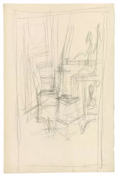 Alberto Giacometti — Chaises dans l’atelier à Paris — Galerie Kornfeld