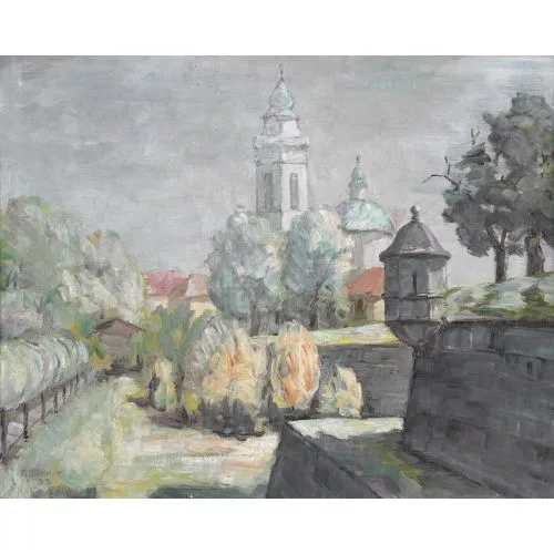 Albin Stebler — Sonnige Ansicht von Solothurn mit St. Ursenkathedrale.