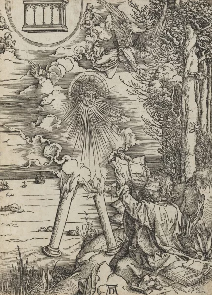 Albrecht Dürer — Saint Jean dévorant le livre. Planche de la série L'Apocalypse