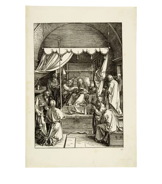 Albrecht Dürer — Der Tod Mariens - The Death of the Virgin Sheet 18 from the series "The Life of the Virgin". Early print