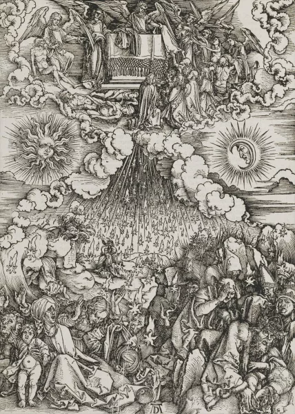 Albrecht Dürer — L'Ouverture du 5e et 6e sceaux. Planche de la série L'Apocalypse