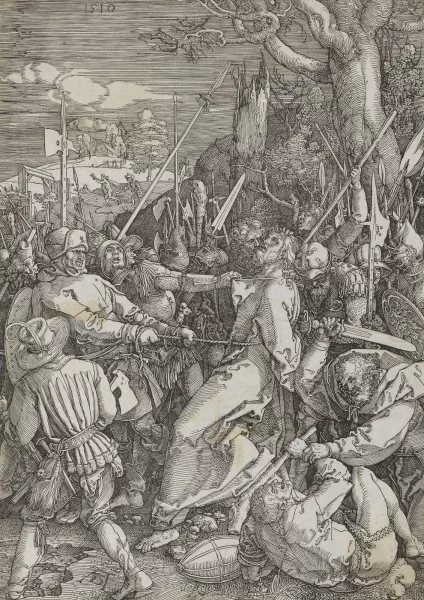 Albrecht Dürer — Le baiser de Judas. Planche de la série La Grande Passion