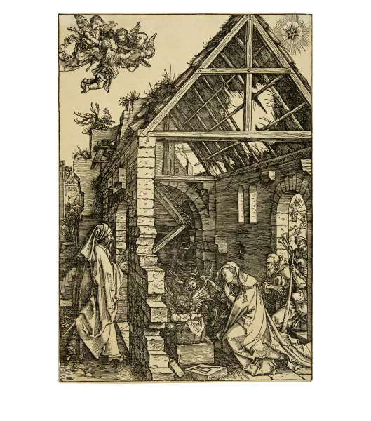 Albrecht Dürer — Die Geburt Christi (Anbetung der Hirten) - The Nativity Sheet 10 from the series "The Life of Mary"