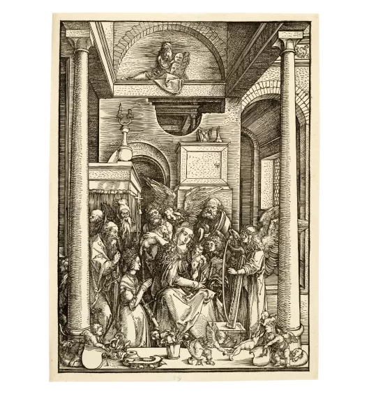 Albrecht Dürer — Mariens Verehrung - Verherrlichung Mariens Sheet 19 from the series "Das Marienleben", early impression