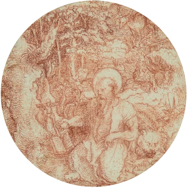 Albrecht Dürer — Umkreis Kopie nach einem Holzschnitt Der büssende Hieronymus im Rund