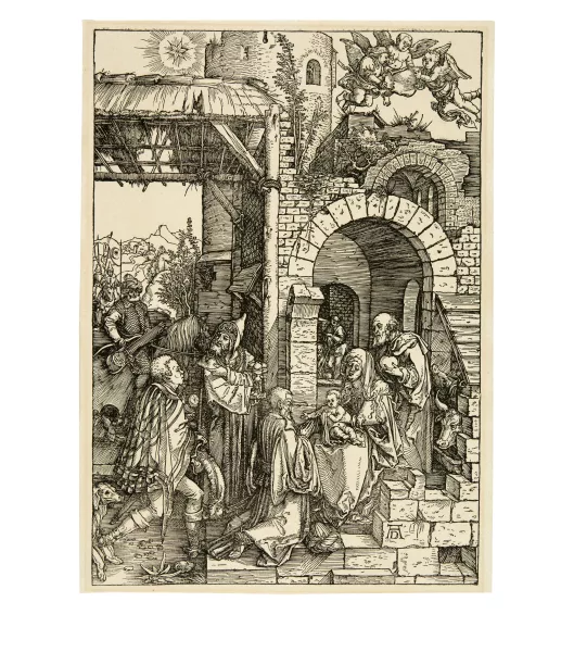 Albrecht Dürer — Die Anbetung der Könige - The Adoration of the Magi Sheet 12 of the set "Das Marienleben". Late print
