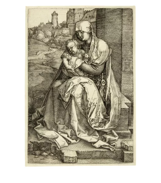 Albrecht Dürer — Maria mit dem Kind an der Mauer - The Virgin and the Child Seated by the Wall