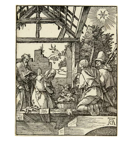 Albrecht Dürer — Die Geburt Christi - The Nativity Sheet 5 from the series "The Little Passion". Early print