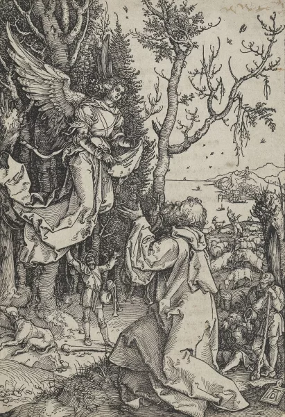 Albrecht Dürer — Joachim et l'ange. Planche de la série La Vie de la Vierge