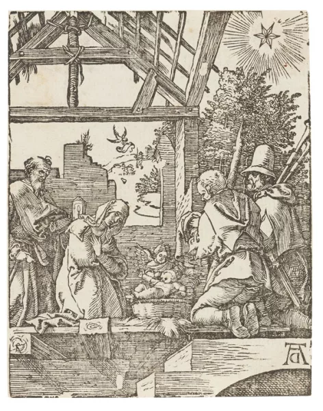 Albrecht Dürer — 4 Bll.: Geburt Christi. Christus vor Herodes. Die Dornenkrönung. Die Kreuztragung (aus der kleinen Holzschnittpassion)