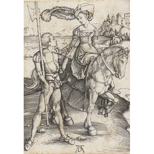 Albrecht Dürer — Das Fräulein zu Pferd und der Landsknecht.