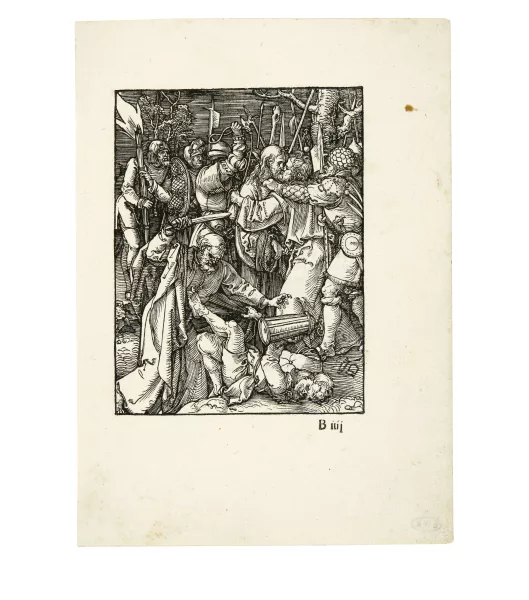 Albrecht Dürer — Die Gefangennahme Christi - The Capture of Christ Sheet 12 from the series "The Little Passion". With text