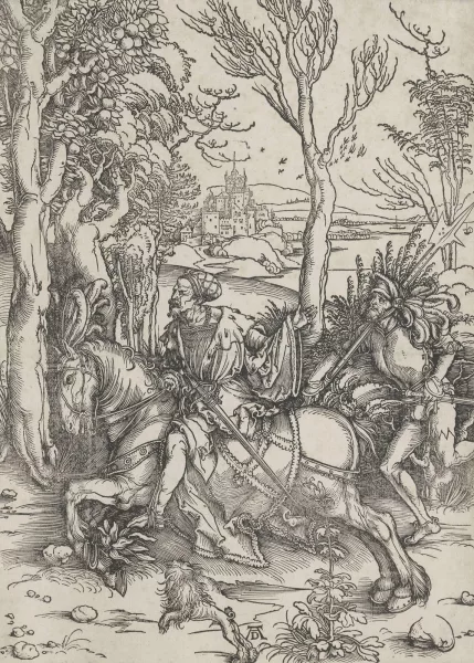 Albrecht Dürer — Chevalier sur son cheval et lansquenet