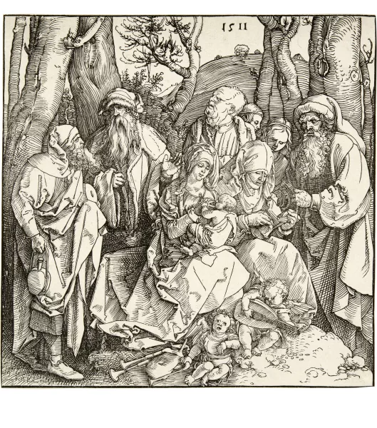 Albrecht Dürer — Die Heilige Sippe mit zwei musizierenden Engelknaben - The Holy Kinship with the Lute-Playing Angels